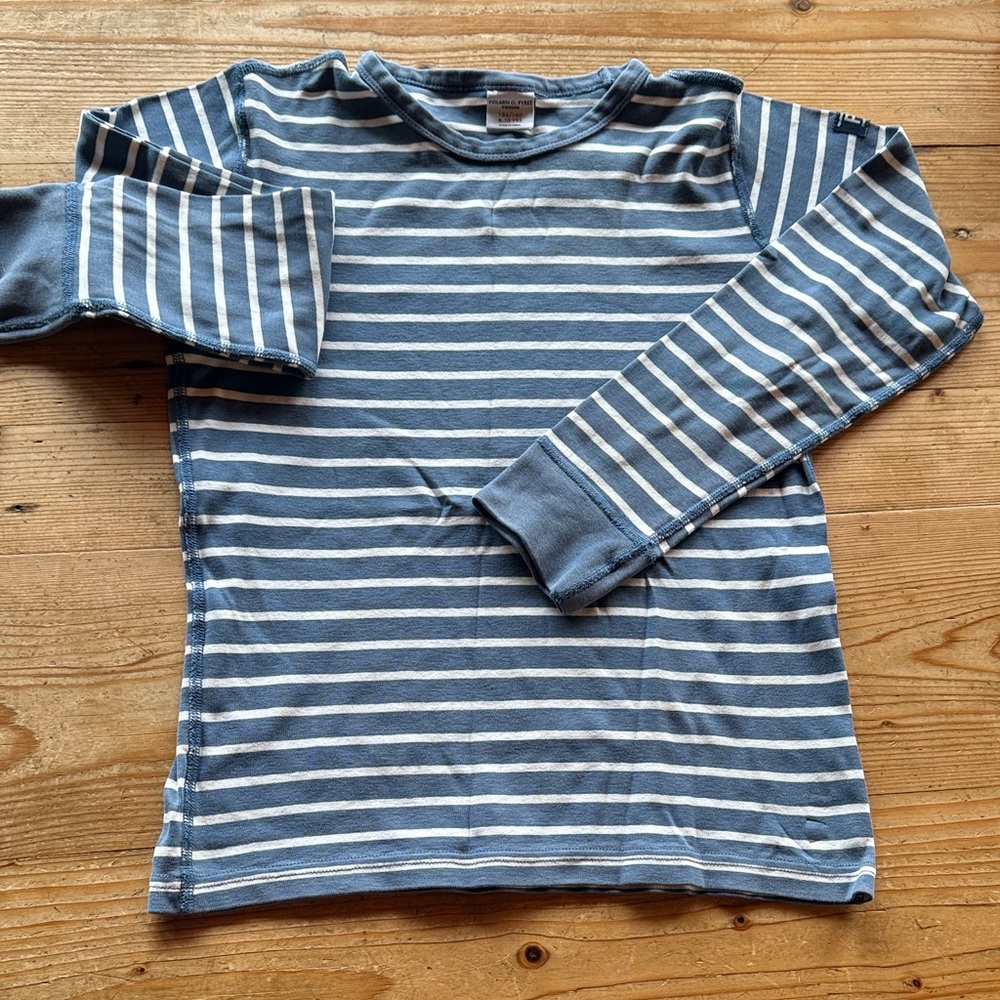 Polarn O. Pyret Kids Blue and White Striped Long Sleeve Tee